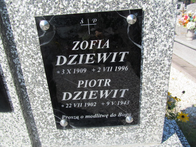 Piotr Dziewit 1902 Tarnobrzeg Miechocin - Grobonet - Wyszukiwarka osób pochowanych